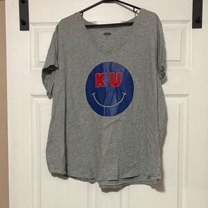 Old Navy Gray KU Smiley Face Tee